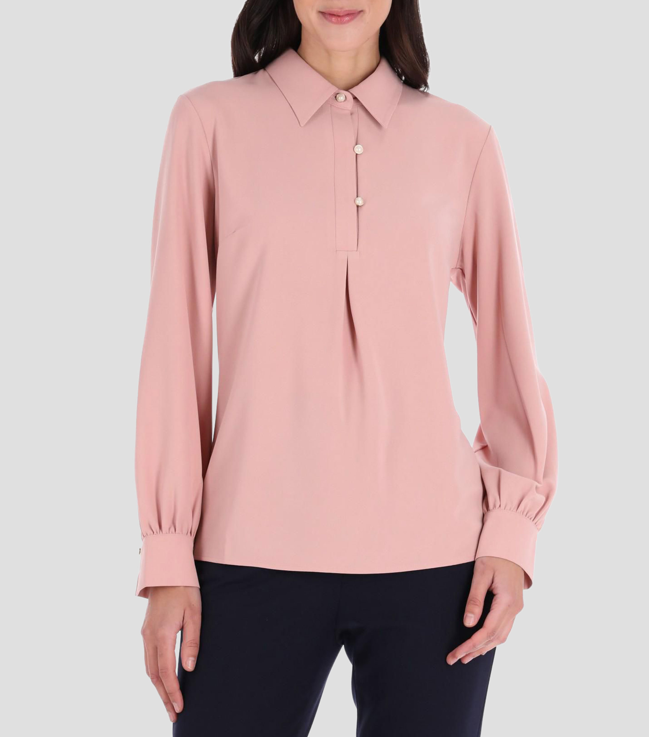 Blusa lisa manga larga Mujer